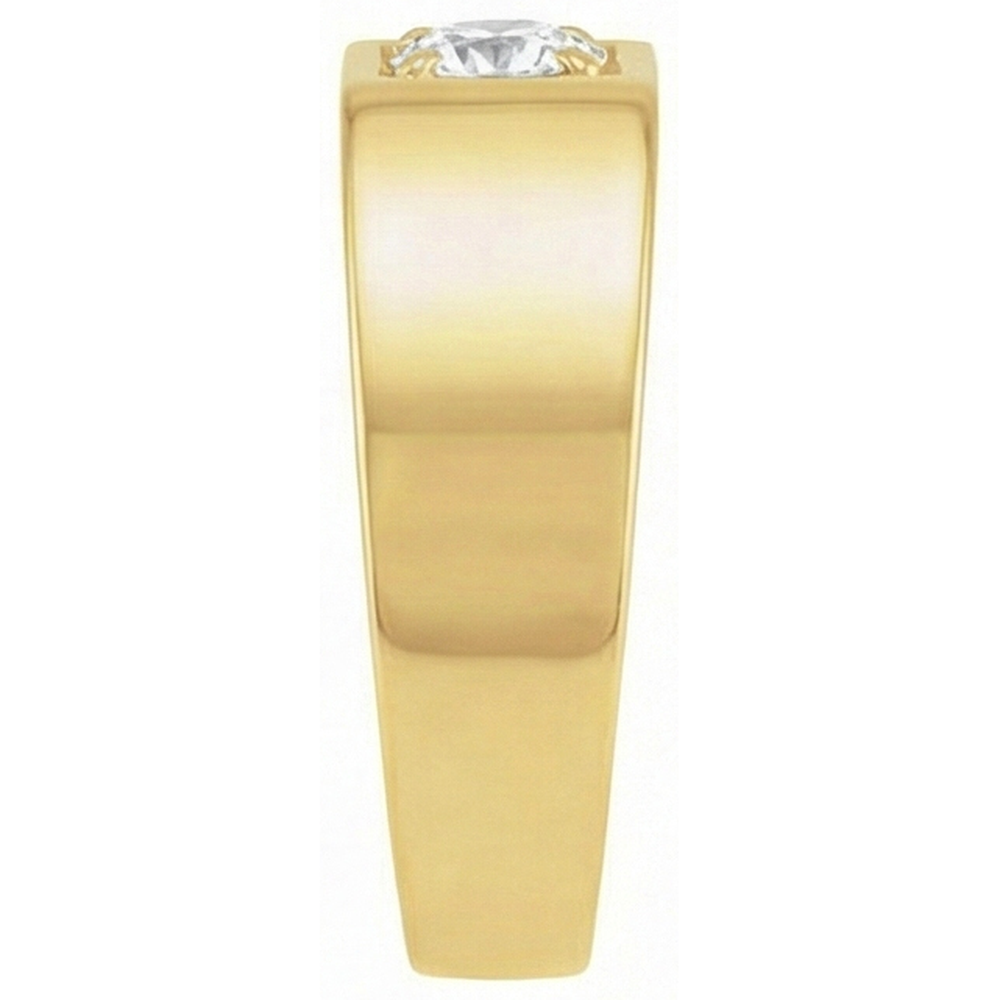 Diamante Fine Taglio Old Mine Anello Solitario in Oro 14 Carati Giallo – vista laterale