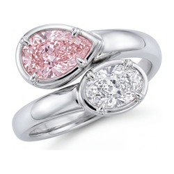 Anello Contrarié con Diamante Rosa Ovale da Laboratorio da 1,75 Carati in Oro Bianco 14K