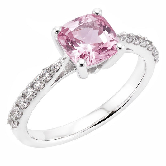 1.91 carati rosa zaffiro cuscino bianco anello di fidanzamento pietra preziosa