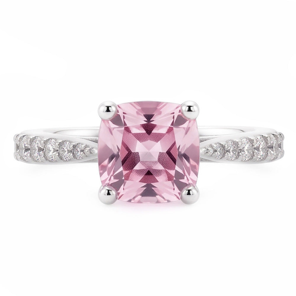 1.91 carati rosa zaffiro cuscino bianco anello di fidanzamento pietra preziosa