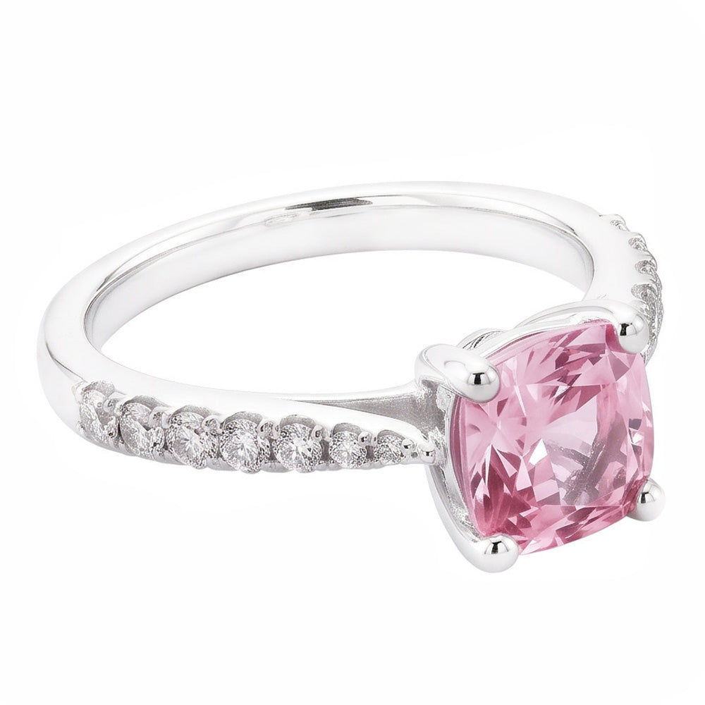1.91 carati rosa zaffiro cuscino bianco anello di fidanzamento pietra preziosa