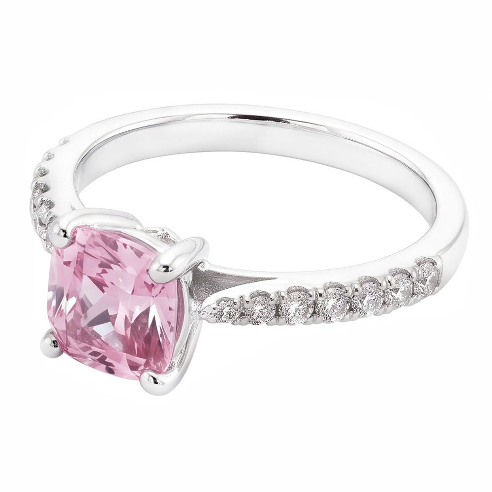 1.91 carati rosa zaffiro cuscino bianco anello di fidanzamento pietra preziosa