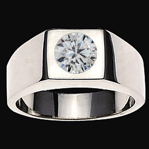 Brillante Anello Maschile 1 carati 10K White Gold – vista principale