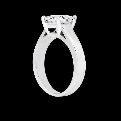 1.50 Carati Solitaire Princess Vero Diamond Ring Oro Bianco 14K