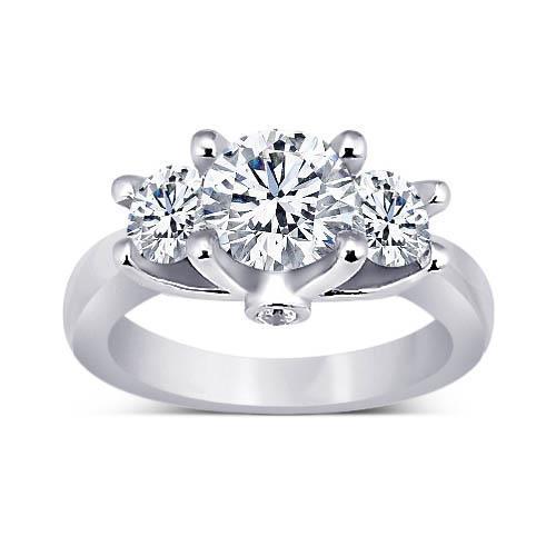 1.71 Carati. Anello Per Anniversario Con 3 Pietre Rotonde Con Naturale Diamanti Rotondi Gioielli In Oro Bianco