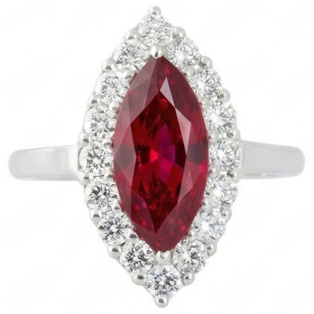 10.50 carati di diamanti con rubino rosso anello in oro bianco 14K