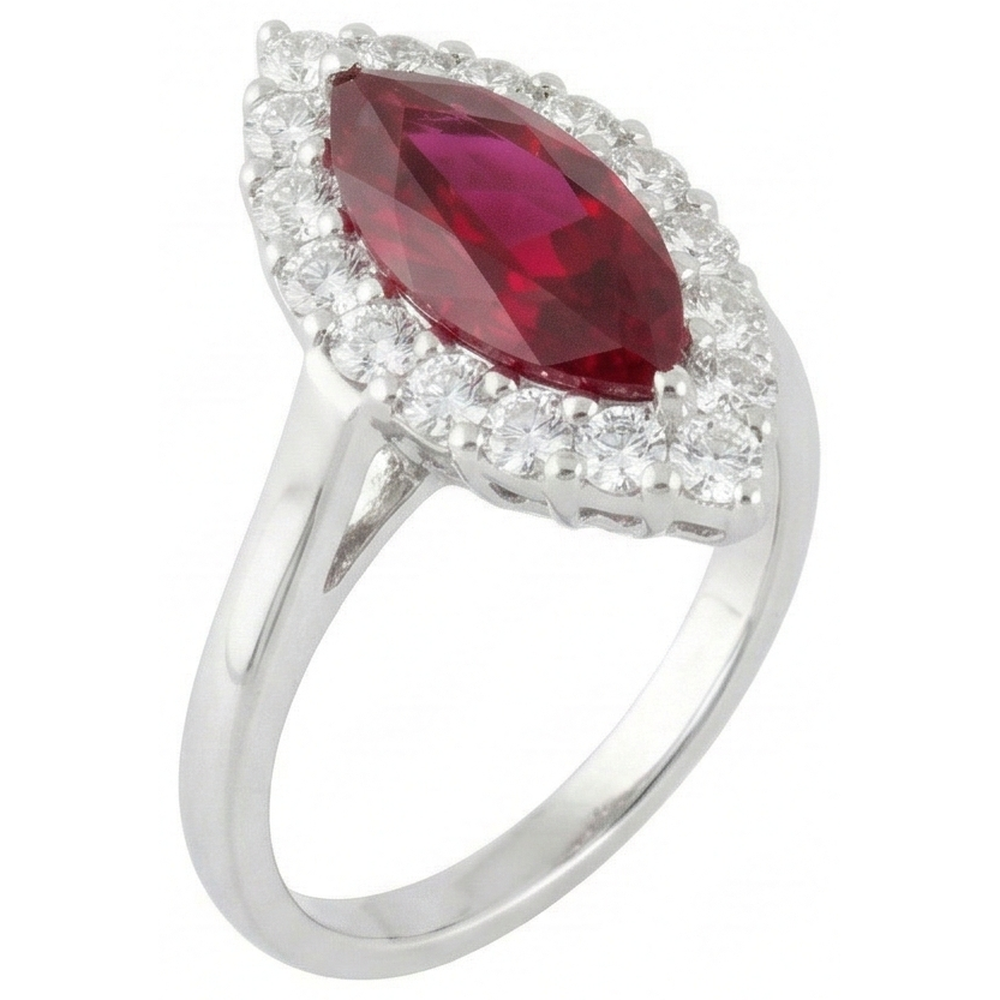 10.50 carati di diamanti con rubino rosso anello in oro bianco 14K