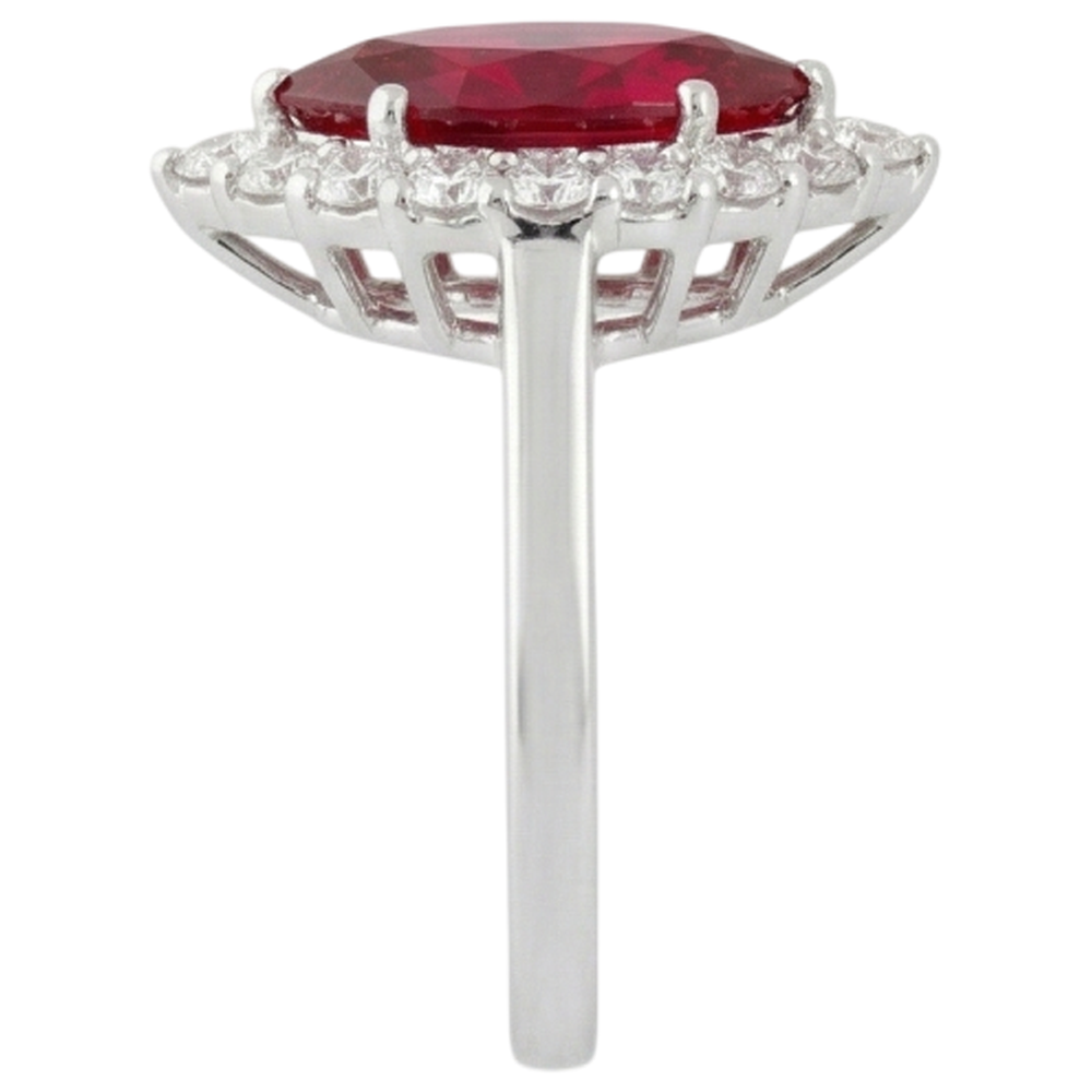 10.50 carati di diamanti con rubino rosso anello in oro bianco 14K