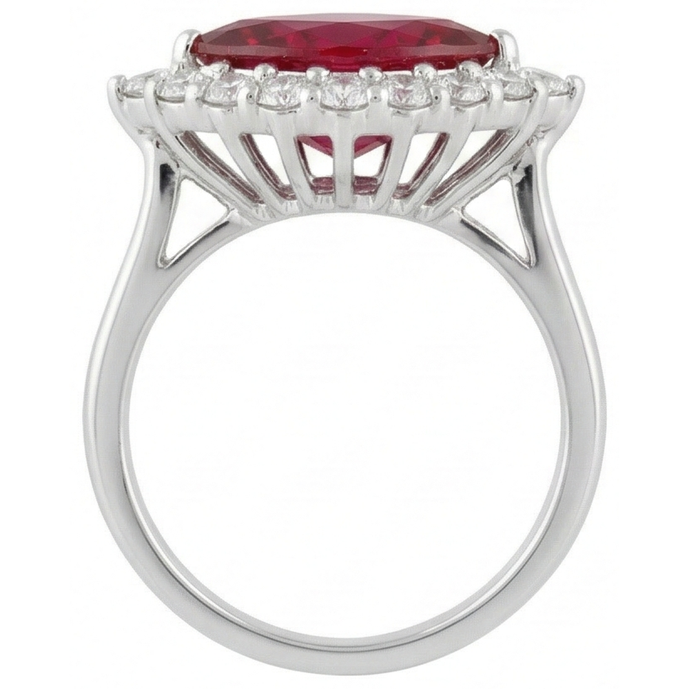 10.50 carati di diamanti con rubino rosso anello in oro bianco 14K