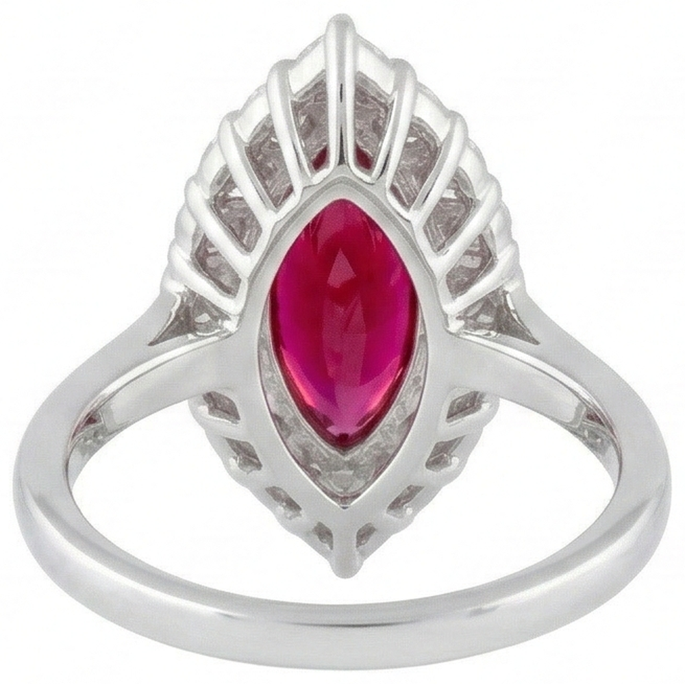 10.50 carati di diamanti con rubino rosso anello in oro bianco 14K