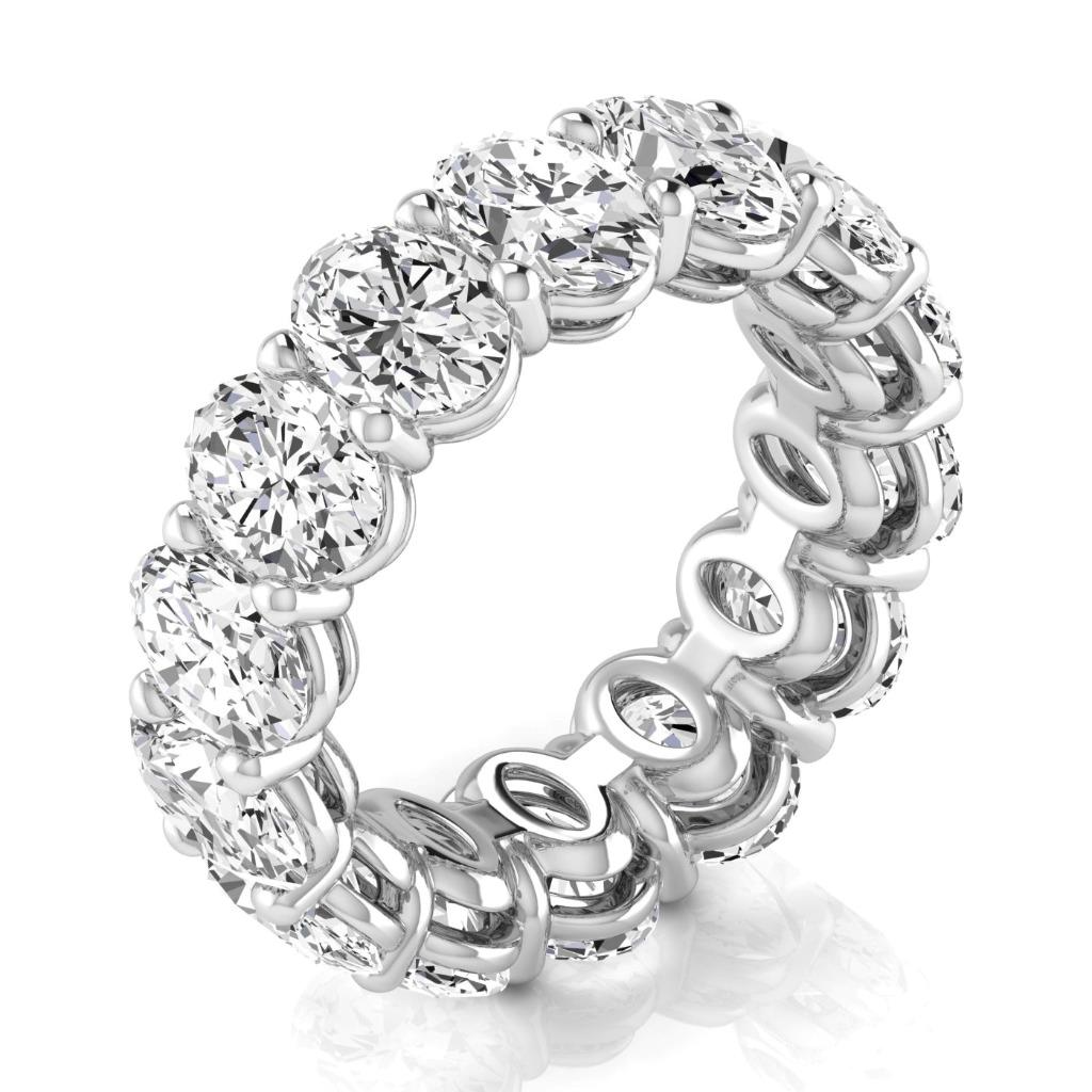Taglio Ovale Diamante anello in Oro 14 Carati Bianco – vista laterale