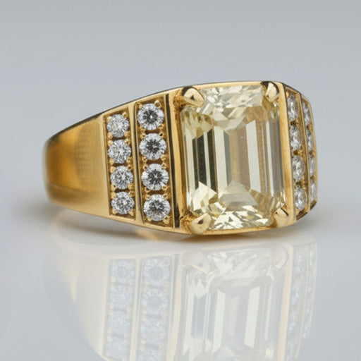 Diamante Fine Anello Uomo 8-carati 10K Yellow Gold – vista frontale