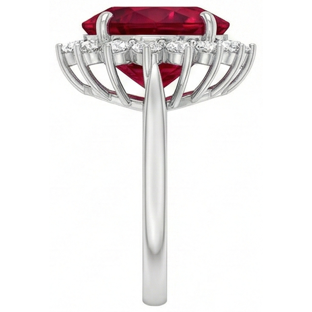 10,75 carati a forma di cuore rosso rubino Aaa con anello di diamanti