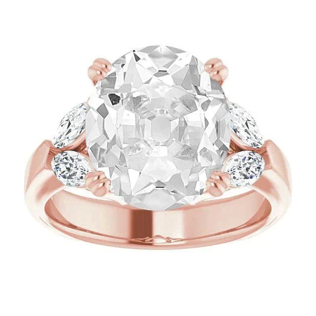 Diamante Fine Anello di Fidanzamento 6,50-carati Oro Rosa 14K – vista principale