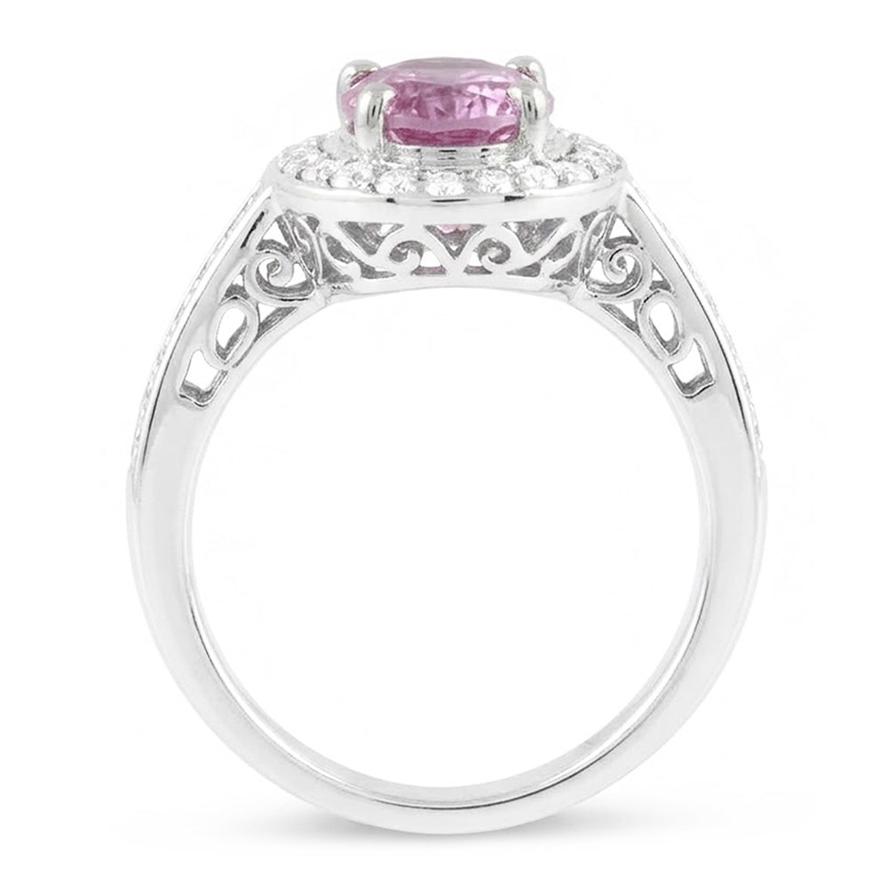 11.85 carati Kunzite rosa con diamanti Anniversario Anello in oro bianco