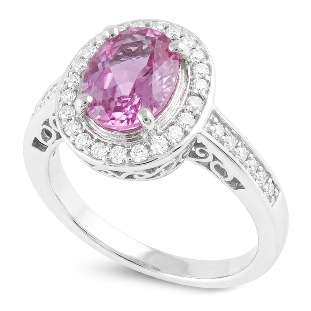 11.85 carati Kunzite rosa con diamanti Anniversario Anello in oro bianco