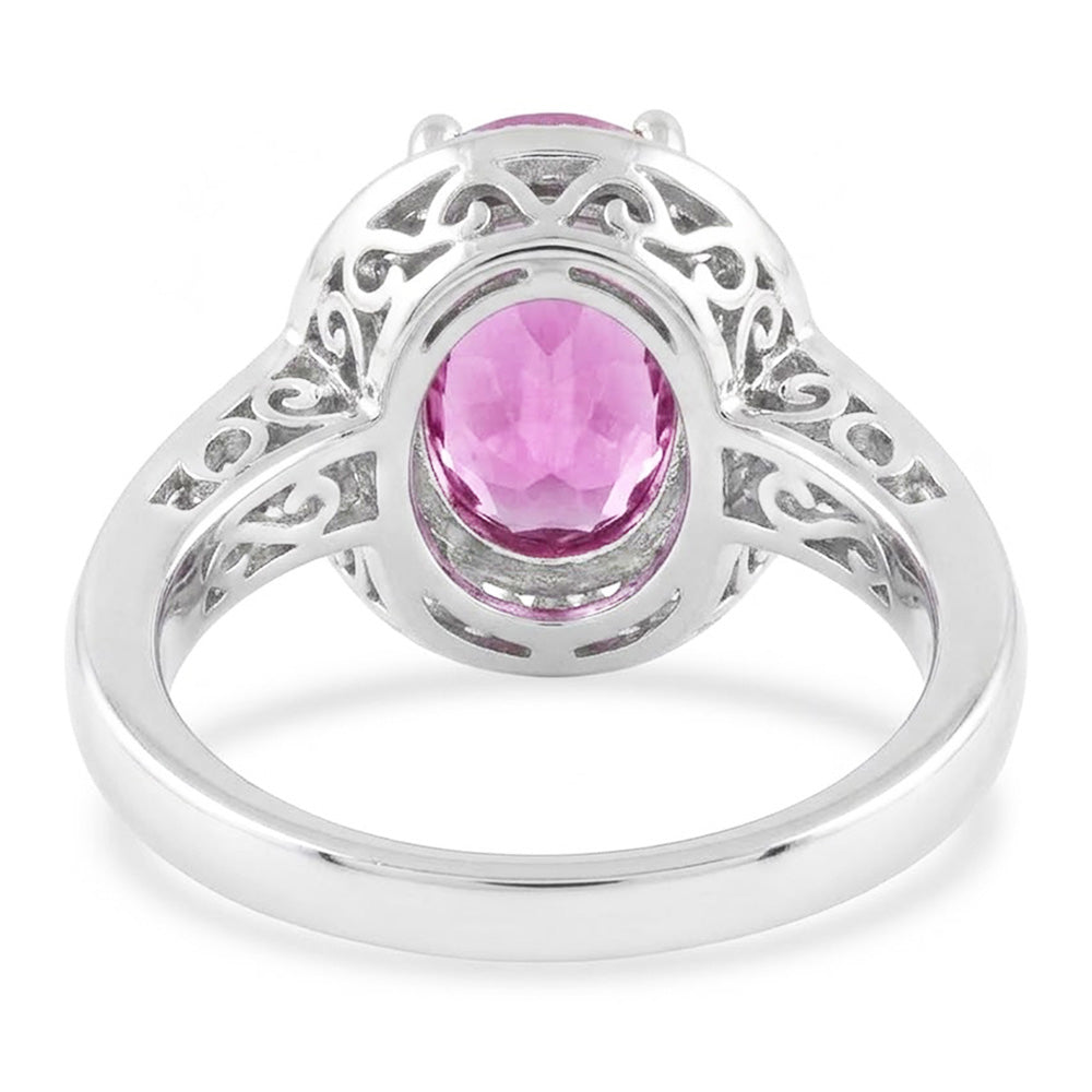 11.85 carati Kunzite rosa con diamanti Anniversario Anello in oro bianco