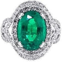 11.25 Carati Taglio Ovale Verde Smeraldo Diamante 14K Oro Bianco Anello Anniversario