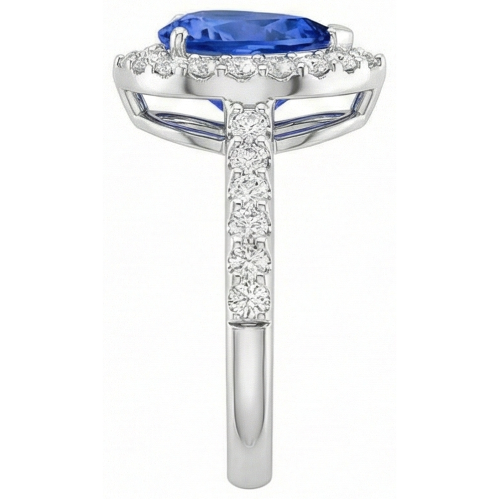vero round tanzanite 12.25carati fede eternity vista di profilo