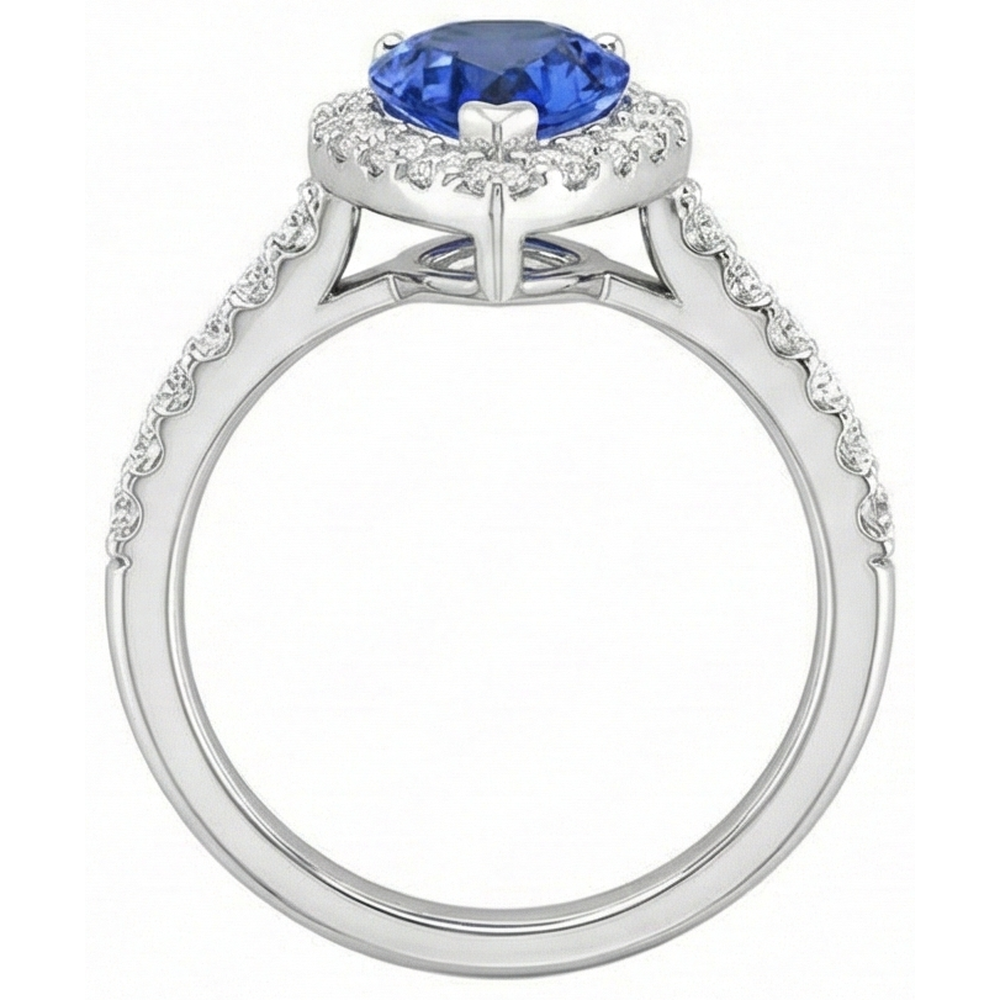 vero round tanzanite 12.25carati fede eternity su bianco