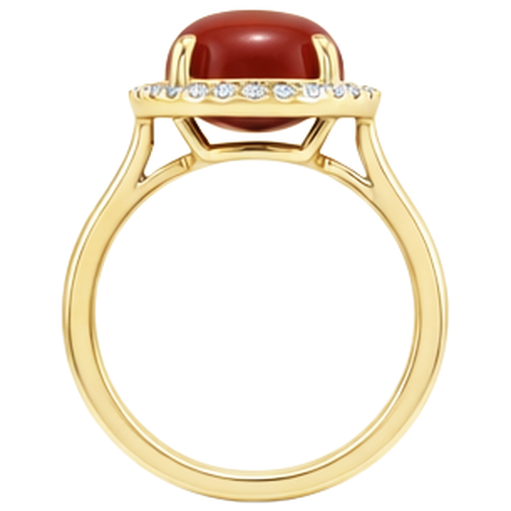 12.50 Carati Corallo Rosso Con Diamanti Fede Nuziale Oro Giallo 14K