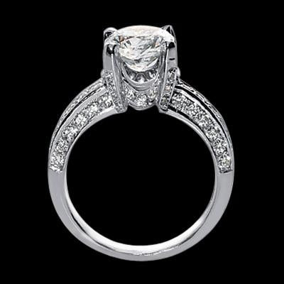 Diamante Fine Anello Solitario con Accenti 3,01 carati Oro 14 Carati Bianco – vista frontale