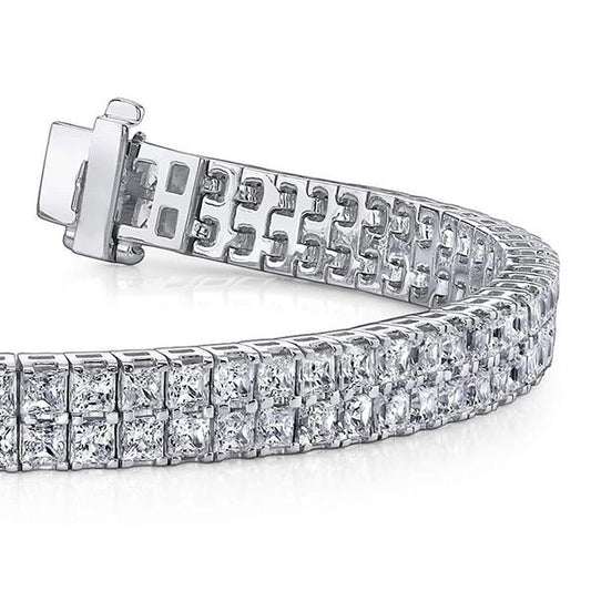 13 Carati Splendido Braccialetto Tappeto Con Genuino Diamanti Taglio Principessa