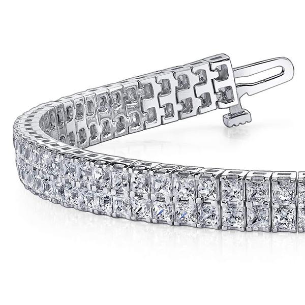 13 Carati Splendido Braccialetto Tappeto Con Genuino Diamanti Taglio Principessa