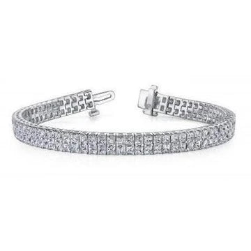 14 Ct Bracciale Tennis WG 14K Con Vero Diamanti Taglio Brillante Principessa Scintillante