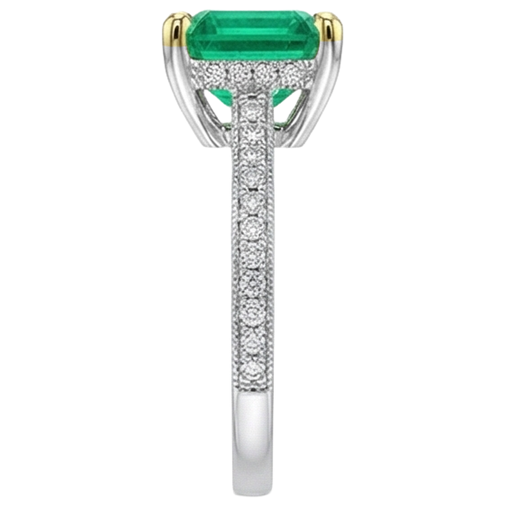 Brillante Anello Pietra Colorata 2 carati – vista profilo