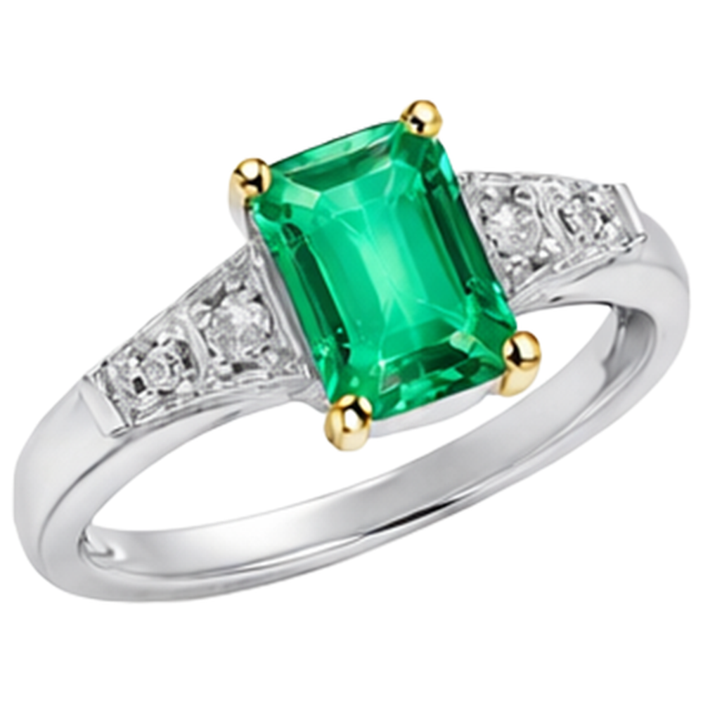 Realizzato a mano Smeraldo Fine Anello Pietra Colorata 2 carati – vista frontale