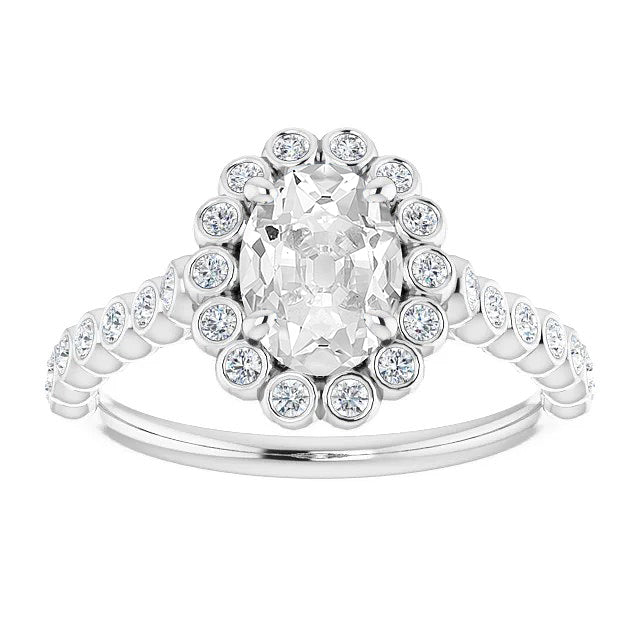 Brillante Anello Halo 4-carati Oro Bianco 14K – vista principale