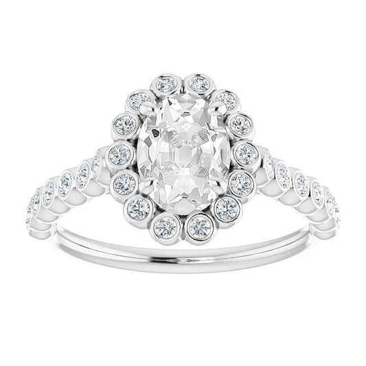 Brillante Anello Halo 4-carati Oro Bianco 14K – vista principale