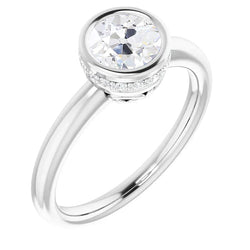 Raffinato Castone Chiuso Diamante Fine Anello di Fidanzamento