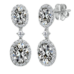 3 carati Diamante Fine Orecchini a Lobo in Oro Bianco 14K