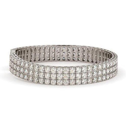 16.85 Carati Bracciale Tennis Con Vero Diamanti Rotondi 153 Pietre Oro Bianco 14K