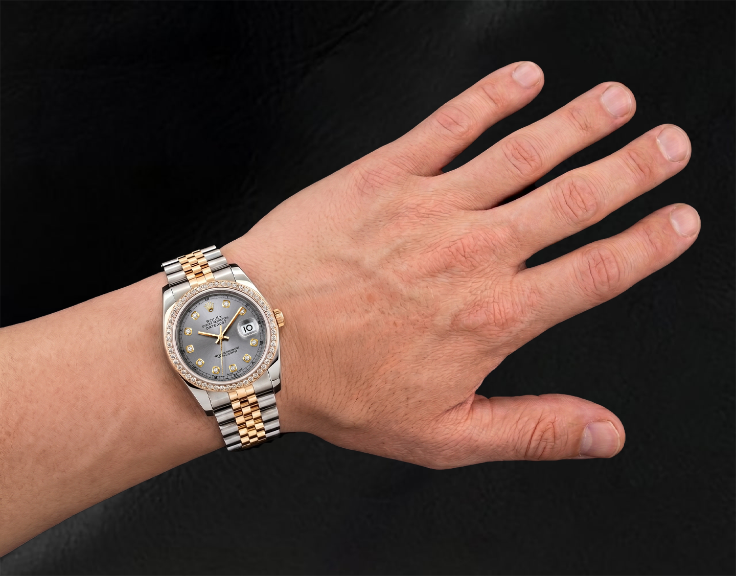 16233 Rolex Datejust 36 mm Orologio Bicolore Quadrante Grigio con Diamanti