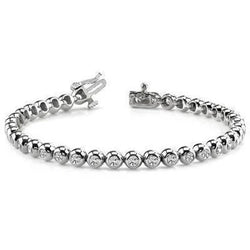 17.10 Carati Taglio Rotondo Vero Diamanti Bracciale Tennis Donna Oro Bianco 14K
