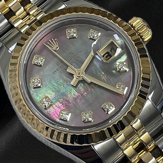 Datejust Rolex 26mm Nero Madreperla Diamante 