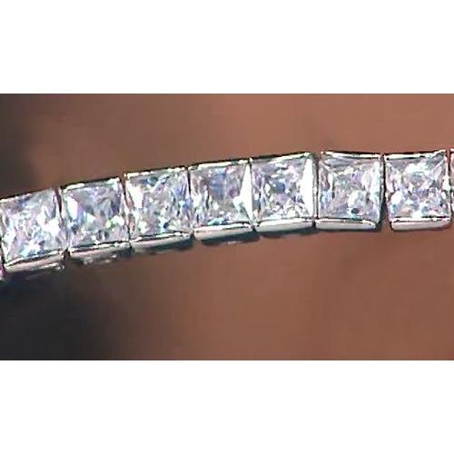 18.90 Carati Princess Cut Genuino Diamante Bracciale Tennis In Oro Bianco 14K Gioielli