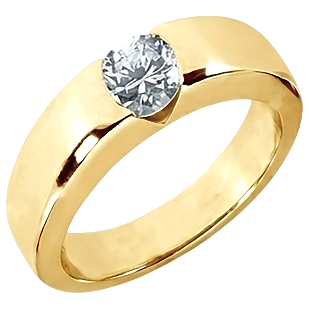 1,25 carati. Anello di fidanzamento solitario diamante brillante rotondo da uomo d'oro