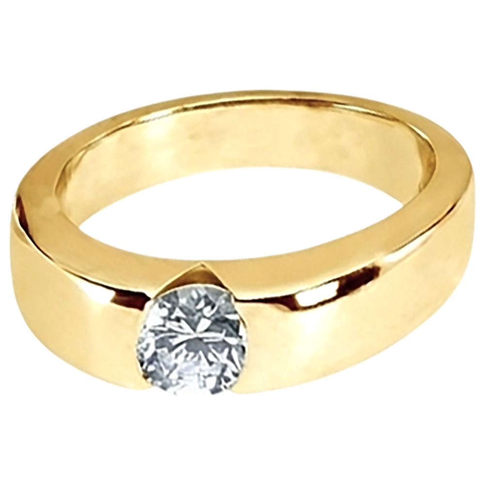 1,25 carati. Anello di fidanzamento solitario diamante brillante rotondo da uomo d'oro