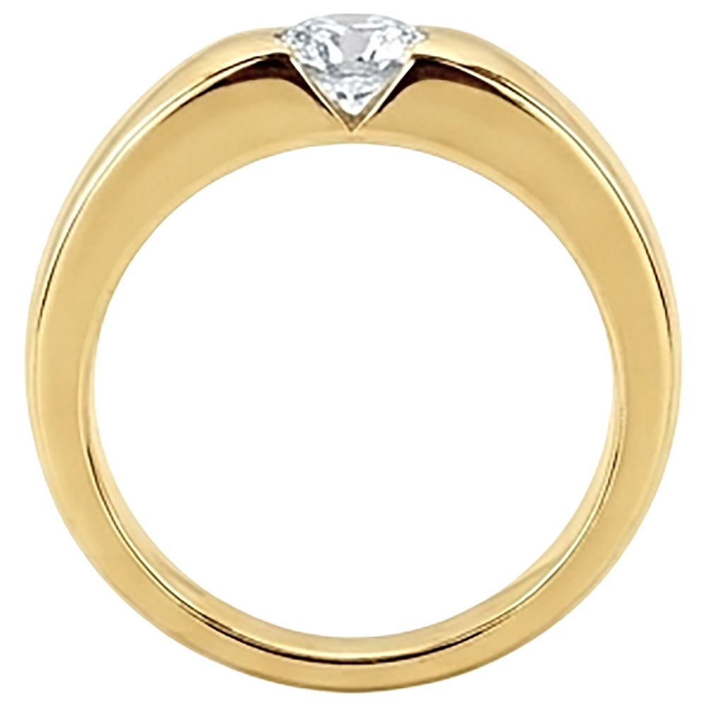 1,25 carati. Anello di fidanzamento solitario diamante brillante rotondo da uomo d'oro