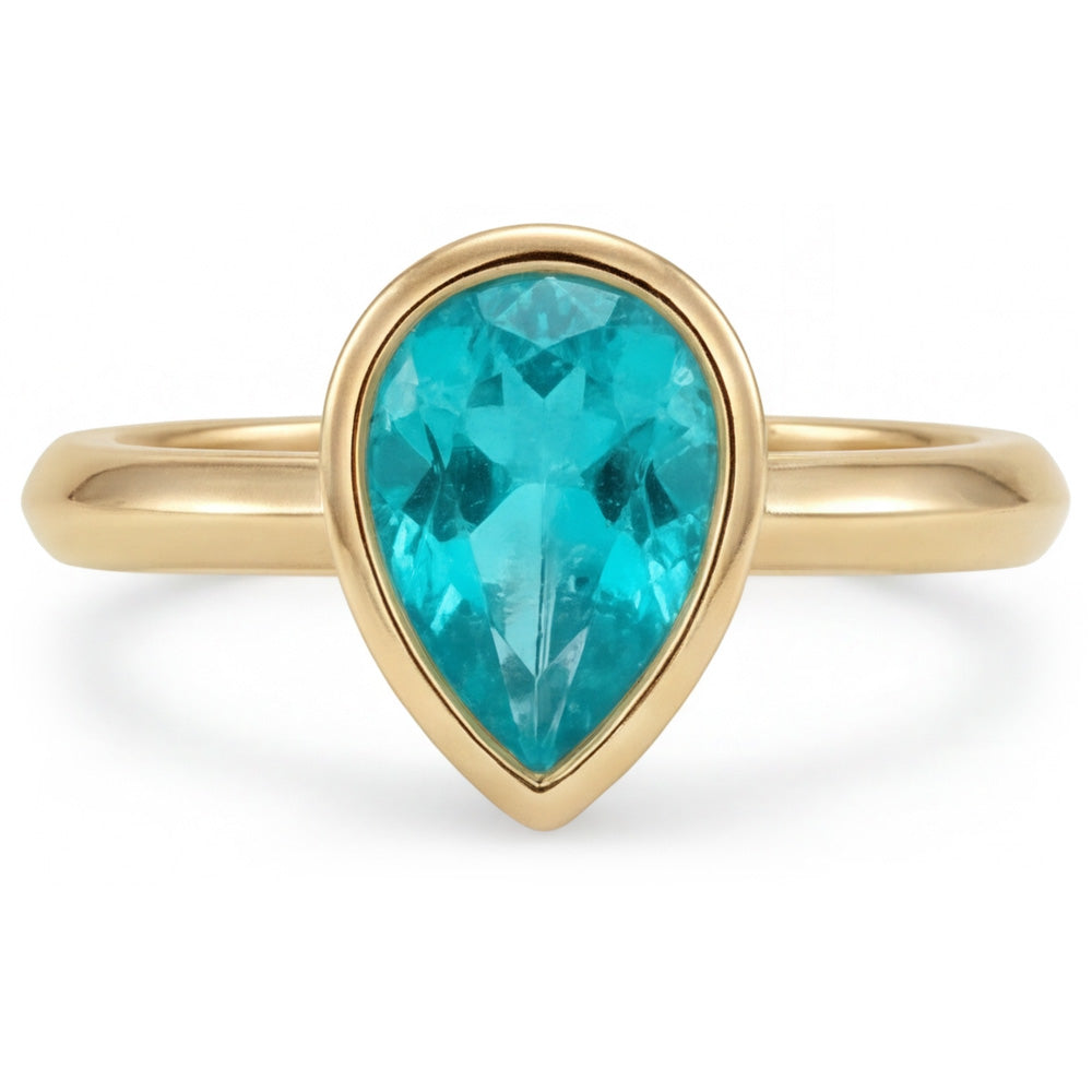 1,25 carati Tormalina Paraiba Anello con Gemma in Oro Giallo 14K