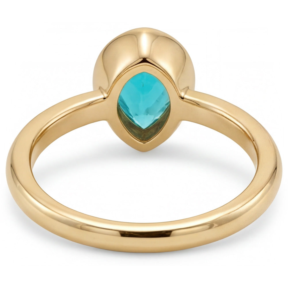 1,25 carati Tormalina Paraiba Anello con Gemma in Oro Giallo 14K
