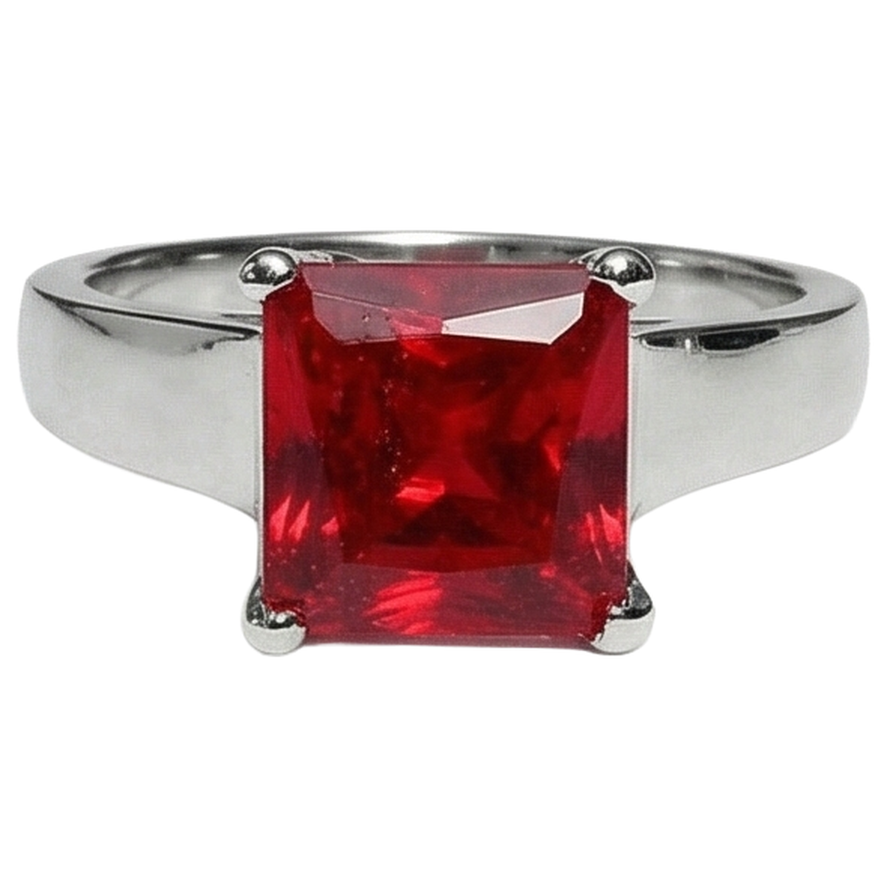 1,50 Carati Principessa Solitario Rosso Rubino Anello Fidanzamento