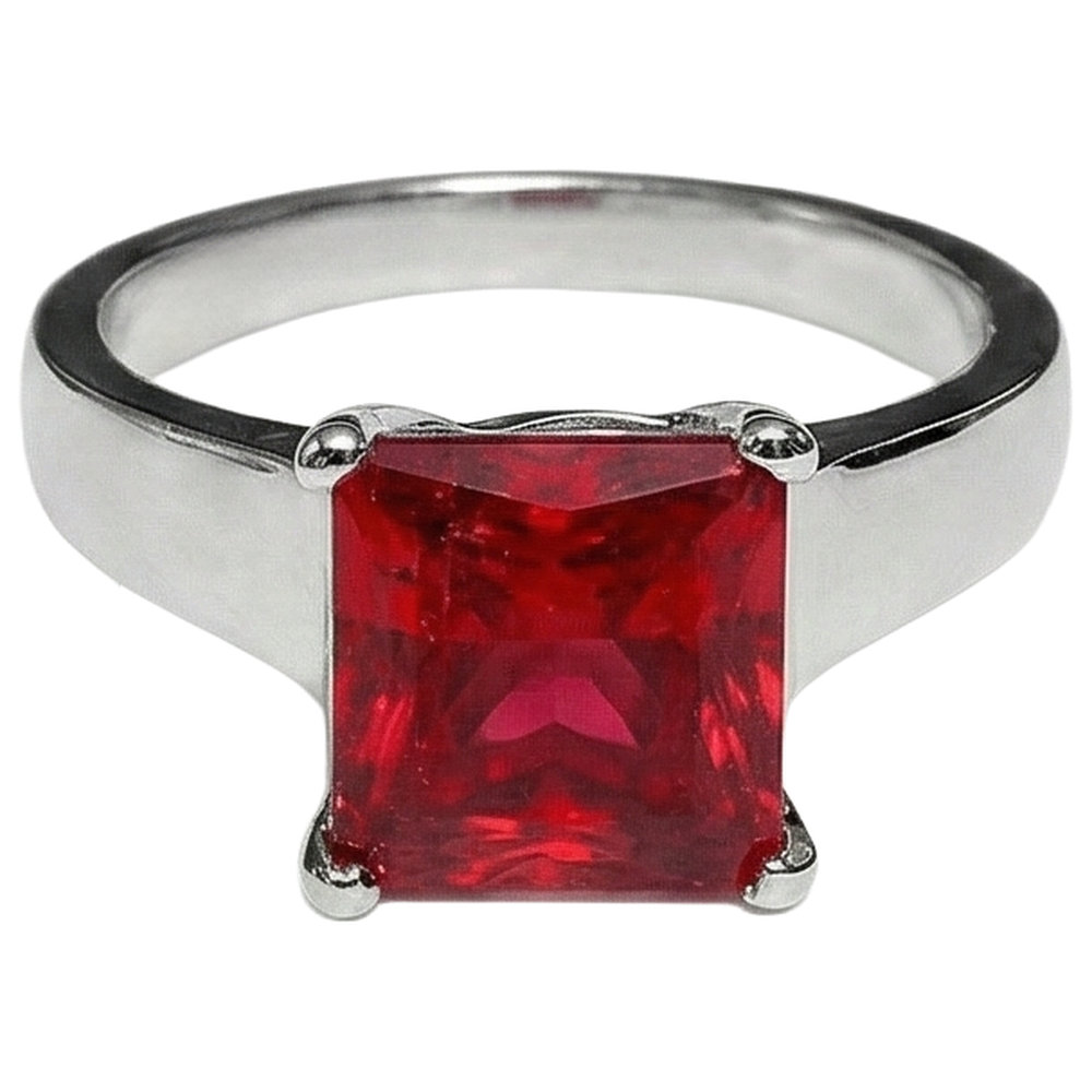 1,50 Carati Principessa Solitario Rosso Rubino Anello Fidanzamento