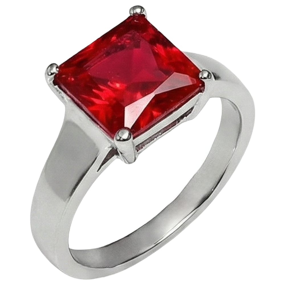 1,50 Carati Principessa Solitario Rosso Rubino Anello Fidanzamento