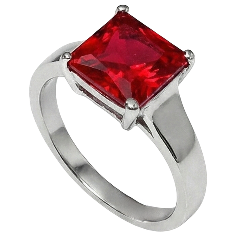 1,50 Carati Principessa Solitario Rosso Rubino Anello Fidanzamento