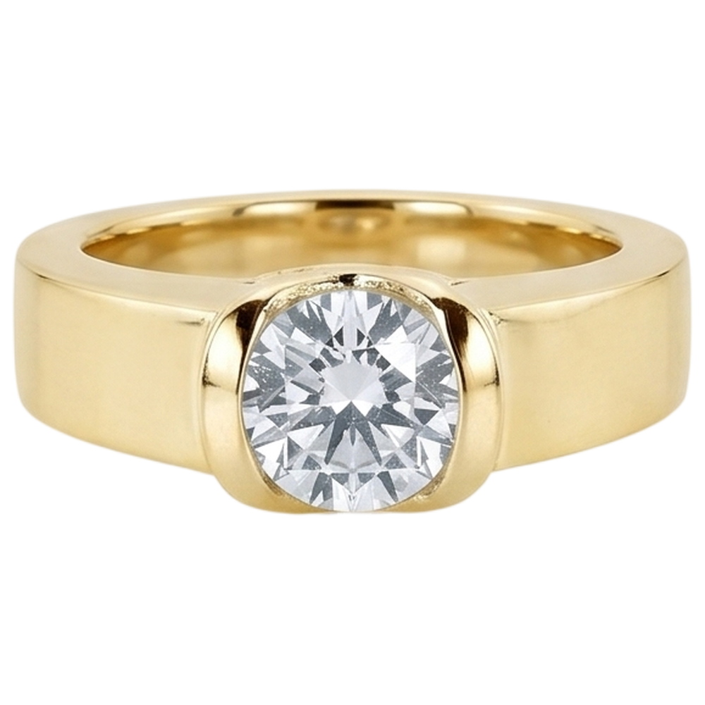1,50 Ct. Anello Da Uomo Bellissimo Naturale Diamante Naturale Autentico ( non creato in laboratorio ) In Oro Giallo